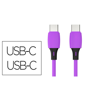 Cable usb-c a usb-c q-connect pvc longitud 1m morado
