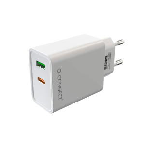 Cargador de pared usb-a y usb-c q-connect 20 w blanco