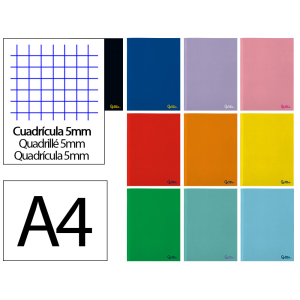 Libreta liderpapel smart a4 48 hojas 75gr cuadro 5mm con margen colores surtidos