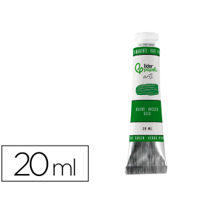 Pintura al oleo liderpapel tubo de aluminio de 20 ml color verde permanente