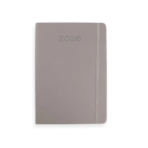 Agenda encuadernada liderpapel mykonos 150x210 mm 2026 dia pagina gris papel 70 gr fsc