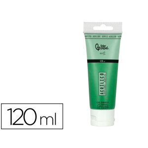 Pintura acrilica liderpapel tubo de plastico de 120 ml color verde permanente