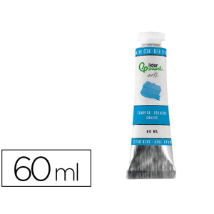 Pintura gouache/tempera liderpapel tubo de aluminio de 60 ml color azul cian