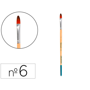 Pincel para pintura acrilica y acuarela liderpapel n 6 punta filbert / lengua gato de pelo sintetico certificado