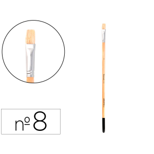 Pincel para pintura al oleo y acrilica liderpapel n 8 punta plana de pelo de cerda certificado fsc