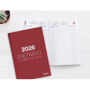 Dietario liderpapel 2026 cuarto 150x215 mm dia pagina color rojo papel 70 gr fsc