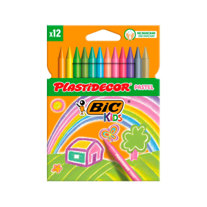 Lapices cera plastidecor pastel caja de 12 unidades colores surtidos