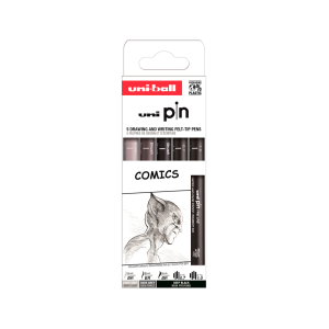 Rotulador uniball pin comics blister de 5 unidades colores surtidos