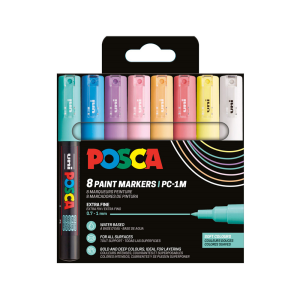 Rotulador uni posca pc-1m marcador de pintura punta extrafina 0,7 mm blister de 8 unidades colores pastel