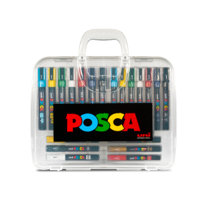 Rotulador uni posca marcador de pintura punta conica maletin pvc de 20 unidades colores surtidos