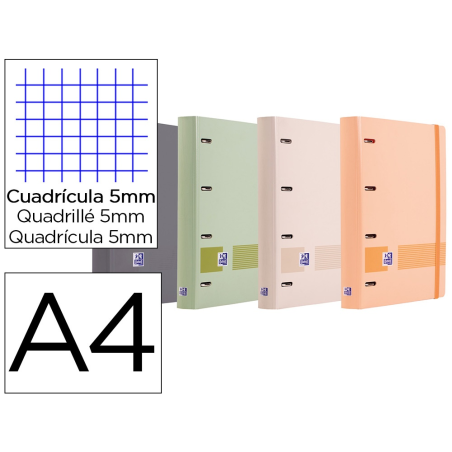 Carpeta 4 anillas oxford europeanbinder tapa extradura din a4 + recambio 120h cuadro 5 mm boreal + indices