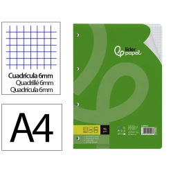 Recambio liderpapel a4 100 hojas 75gr cuadro 6mm 4 taladros con margen