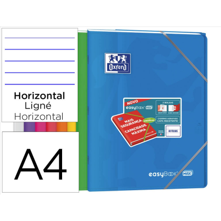 Libreta escolar oxford easybook tapa plastico din a4+ 48 hojas horizontal colores surtidos