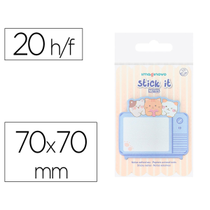 Bloc notas adhesivas imaginovo meow 20 hojas television 70x70 mm