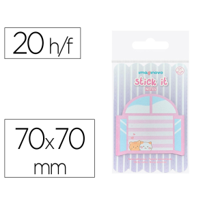 Bloc notas adhesivas imaginovo meow 20 hojas ventana 70x70 mm