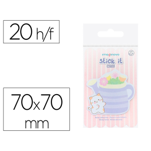 Bloc notas adhesivas imaginovo meow 20 hojas florero 70x70 mm