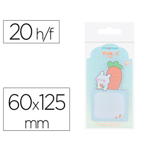 Bloc notas adhesivas imaginovo bunny con soporte 20 hojas azul 60x125 mm