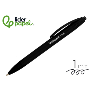 Boligrafo liderpapel punta 1 mm retractil con clip acabado soft touch tinta negra cuerponegro