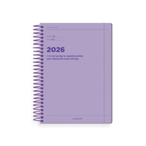 Agenda espiral antartik manifest a5+ 2026 día página morado papel 80g fsc