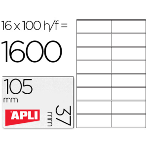 Etiqueta adhesiva apli 1274 tamaño 105x37 mm fotocopiadora laser ink-jet caja con 100 hojas din a4