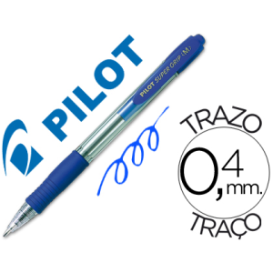 Boligrafo pilot super grip azul retractil sujecion de caucho tinta base de aceite