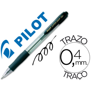 Boligrafo pilot super grip negro retractil sujecion de caucho tinta base de aceite