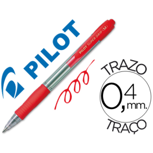 Boligrafo pilot super grip rojo retractil sujecion de caucho tinta base de aceite