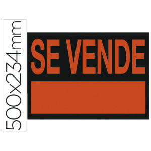 Cartel plastico archivo 2000 /'se vende/' rojo fluorescente 500x234 mm