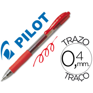 Boligrafo pilot g-2 rojo tinta gel retractil sujecion de caucho