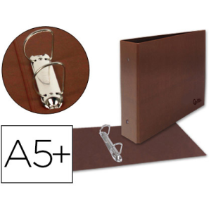 Carpeta de 2 anillas 25mm mixtas liderpapel cuarto apaisado carton cuero forrado compresor plastico