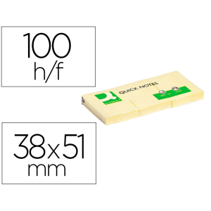Bloc de notas adhesivas quita y pon q-connect 38x51 mm con 100 hojas