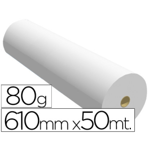 Papel reprografia para plotter 610mmx50mt 80gr impresion ink-jet