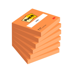 Bloc de notas adhesivas quita y pon post-it 76x76 mm naranja neon con 100 hojas