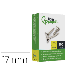 Encuadernadores liderpapel niquelados n.2 17 mm caja de 100 unidades
