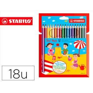 Lapices de colores stabilo trio punta gruesa caja de 18 colores escolar