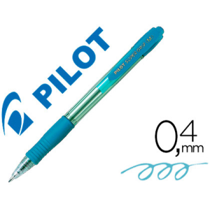 Boligrafo pilot super grip celeste retractil sujecion de caucho tinta base de aceite