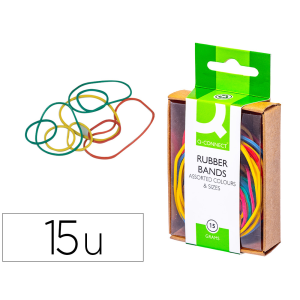 Gomillas elasticas colores q-connect caja de 15 gr