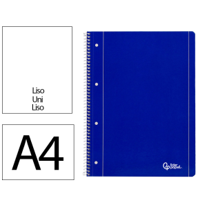 Cuaderno espiral liderpapel a4 micro serie azul tapa blanda 80h 75gr liso con margen 4 taladros azul