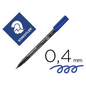 Rotulador staedtler lumocolor retroproyeccion punta de fibra permanente 313-3 azul punta super fina redonda 0.4 mm