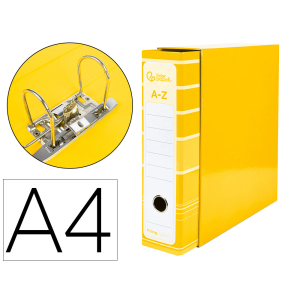 Archivador de palanca liderpapel a4 filing system forrado sin rado lomo 80mm amarillo con caja y compresor metal
