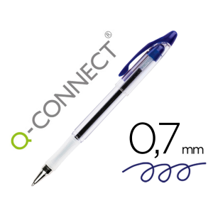 Boligrafo q-connect delta azul sujecion de caucho con capuchon