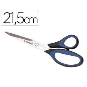 Tijera oficina q-connect mango caucho 8/' 21'5 cm blister de seguridad