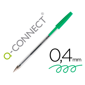 Boligrafo transparente q-connect verde medio kf01043