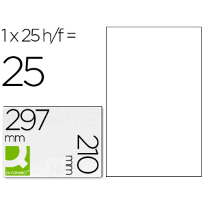 Etiqueta adhesiva q-connect kf00228 -tamaño din a4 -para ink-jet -transparente -caja con 25 hojas din-a4