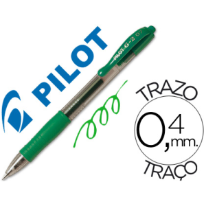 Boligrafo pilot g-2 verde tinta gel retractil sujecion de caucho