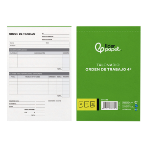 Talonario liderpapel orden de trabajo cuarto original y copia t255