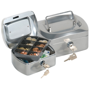 Caja caudales q-connect 6/' 152x115x80 mm plata con portamonedas
