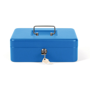 Caja caudales q-connect 10/' 250x180x90 mm azul con portamonedas
