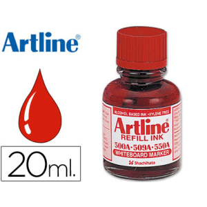 Tinta artline rojo para rotulador pizarra blanca 500a bote 20 ml