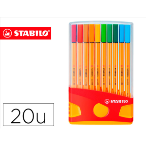 Rotulador stabilo punta de fibra point 88 color parade estuche de 20 unidades colores surtidos